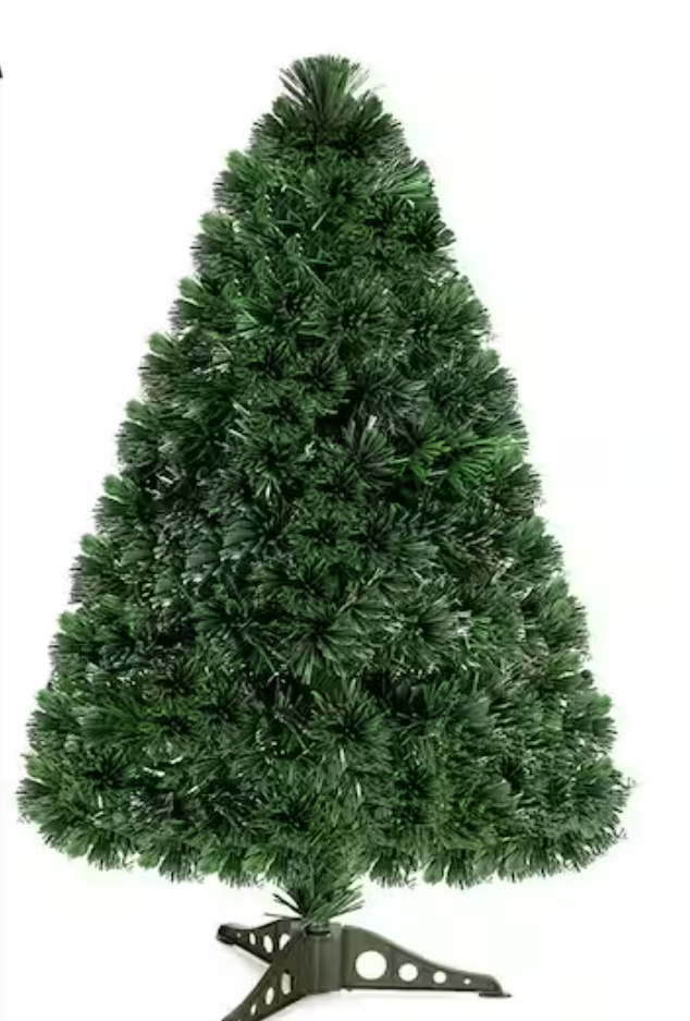3 ft. Pre-Lit Fiber Optic Artificial PVC Christmas Tree Tabletop with Plastic Stand