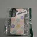 Wallet Case for Samsung Galaxy S21 FE 5G with Card Holders, PU Leather Cover Kickstand RFID Blocking Double Magnetic Clasp Rilievo Flower Shockproof Flip Case for Women Girls - White Daisy