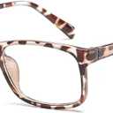 HUIHUIKK Nearsighted Oversize Myopia Glasses Everyday Use Mens Womens Black Distance Glasses (NOT READING GLASSES) (-1.5, Leopard-anti Blue Light)