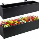 2 Pack Metal Railing Planter Box, 30 Inch Balcony Planters with Adjustable Brackets, Large Hanging Planters for Outdoor Fence Deck