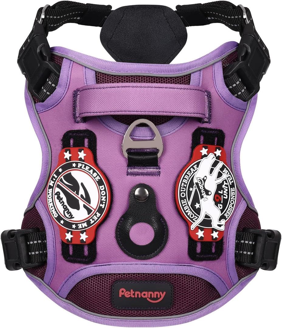 Petnanny Tactical Dog Harness No Pull Service Dog Vest M Purple
