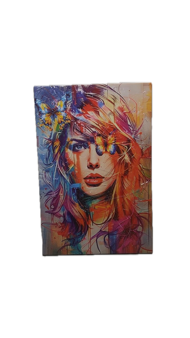 Abstract Wall Art, Butterfly Woman Portrait Poster Modern Artwork Colorful   (16" x 24") 