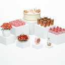 8 Pcs White Acrylic Boxes for Display as Buffet Risers and Stands, Food Risers for Party, Table, Stands, including 10", 9", 8", 7", 6", 5", 4", 3" (Large, 8Pcs, White)