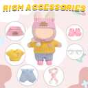 17cm Doll Clothes - 10PCS Cute Dolls Clothes and Shoes,Hat, 6.7 Inches Woolen Crochet Suit,Strap Jumpsuit, with Scarf Glasses - Adorable Pink Blue Dolls Accessories (NoDoll) (10 Piece Set - Mixed)
