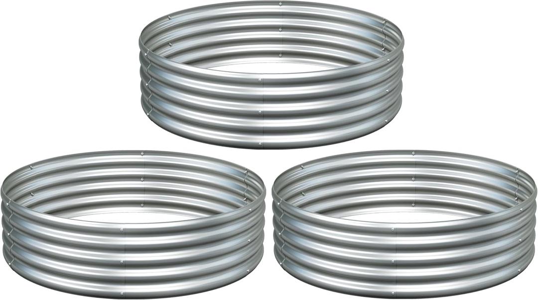 3Pack 4x4x1ft Galvanized Raised Garden Bed, Planter Raised Garden Beds Outdoor, Round Clearance Raised Garden Beds for Gardening Vegetables