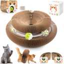 2PCS Upgraded-Magnetic Accordion Cardboard Cat Scratcher Toy with 3 Balls for Mental Physical Exercise, Multi-Shape Interactive Cardboard Cat Toy for Indoor Cats Infinite-Flip, Brown/Orange, L (L - Kittens Prefer (2 Pack))