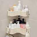 GRANNY SAYS Shower Caddy, Corner Shower Organizer, 2 Pack Rust-Proof Wicker Shelves for Bathroom, White