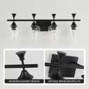Bathroom Light Fixtures (4-Light, 29 Inch), Matte Black Vanity Lights for Bathroom with Clear Wine Glass Glass Shade, Modern Vanity Wall Lights for Mirror Bedroom Living Room Kitchen Hallway Porch