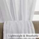 Estelar Textiler White Linen Boho Farmhouse Curtains for Bedroom, Textured Embroidered Curtains 90 Inches Long, Soft Light Filtering Semi Sheer Grommet Top Drapes for Living Room, 52Wx90L, 2 Panels