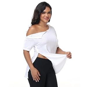 ASMON Post Shoulder Surgery Shirts for Women, After Rotator Cuff Tear Away Full Open Side Snap Adaptive Clothing Unisex
(Medium)