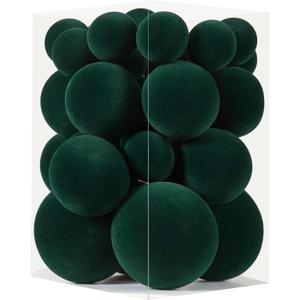 Velvet Christmas Ornaments Set 38Pcs Flocked Shatterproof Christmas Ornaments for Christmas Tree Decorations Xmas Decorative Hanging Christmas Ball Ornaments for Holiday Home Decor (Green)