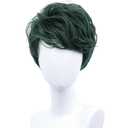 Short Green Cosplay Wig for Men Halloween Costume Anime Layered Synthetic Wigs (Green, Adults)