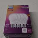 Philips LED 40W A19 4-Pack Ultra Definition Soft White (2200K) 450 Lumen (5W = 40W) Dimmable Frosted Flicker-Free Light Bulbs