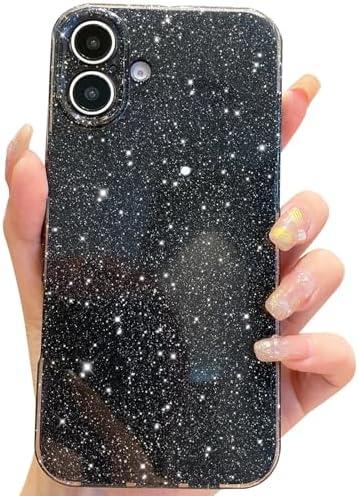 OWLSTAR for iPhone 16 Plus Case 6.7 inch, Cute Glitter Bling Thin Slim Cover, Shockproof Sparkly Shiny Soft Silicone Phone Case for Women Girls (Black), Pack of 4
