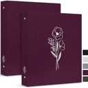 Lanpn Aesthetic 3 Ring Binder 6 Packs, Linen Hardcover 1 inch Round Rings Folder Holder Planner Fits Letter Size 8.5” x 11" Paper for Office School Journaling Collections (Purple)