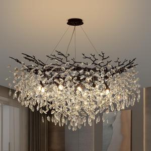 Crystal Chandelier 43 Inch Black Tree Branch Chandelier 12-Lights
