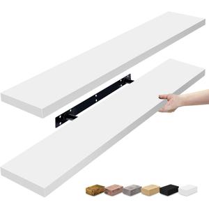 Sorbus Floating Shelves - 2 Long Wall Shelves for Bedroom, Kitchen, Living Room, Bathroom, Home Decor, Farmhouse - 35 x 9 Inch White Wall Mounted Shelves