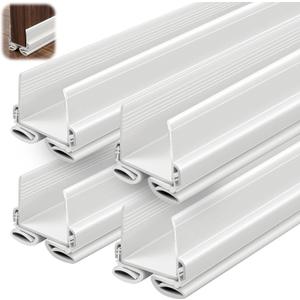 Yaocom 4 Strip White 32 Inch Vinyl U-Shape Door Bottom Seal, Slide on Weatherstrip Interior Door Bottom to Block Light and Reduce Noise Fits 32 x 1-3/8 Doors, Fills 1/2 1-1/2 Gaps