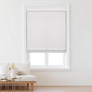 2 Inch Faux Wood Blinds with Valance Cordless Light Filtering Windows Horizontal Blinds for Living Room, Bedroom, Interior Door Windows,White,24" W x 72" H