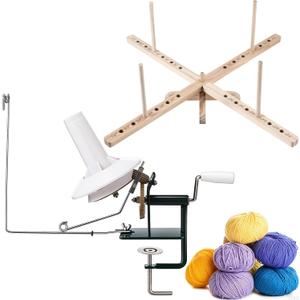 Lasnten Large Capacity Yarn Winder Swift Hand Operated Cake with Thread Cutter Scissor Wooden Yarn Swift for Crocheting Spinner Arts Crafts Knitting Accessories, 22.83 x 6 inches