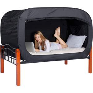 Bed Tent Twin Bed Canopy Portable Dream Tent for Kids and Adult Indoor Sleeping Tents with 2 Doors Breathable Private Space Tents, Black (41.3"W x 78.7"L (Pack of 1))