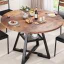 Jocoevol Round Dining Table for 4, Kitchen Dining Room Circle Dinner Pedestal Table,Space Saving Wood Kitchen & Dining Room Furniture (Vintage, 42In)