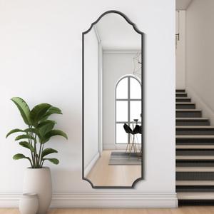 WallBeyond Arched Full Length Mirror Wall Mounted, 65"x22" Black Metal Frame Full Body Mirror for Bedroom, Living Room, Hanging or Leaning Against Wall Full Size