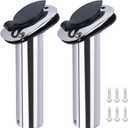 Hoffen 2Pcs Boat Stainless Steel Fishing Rod Holder Flush Mount 15/30/90 Degree with PVC Cap,Inner Tube and Gasket