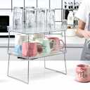 Folding Storage Shelf Organizer, Stackable Kitchen Cabinet Shelves 11.68.35.9 Inch Folding Countertop Shelf Rack for Pantry, Spice, Dishes (2 Pack)