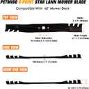 942-04308-X 42" Mulching Toothed Mower Blades for Cub Cadet MTD Troy-Bilt Bronco Pony Mustang for XT1 XT2 LT42 RZT 42 inch Deck Zero Turn Lawn Tractor for 942-04308 942-04126 6-Point Star Blades