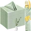 Tatuo 50 Pack Sage Green Cloth Napkins 17 x 17 Inch Silky Satin Napkins Bulk Washable Reusable Table Napkin Smooth Fabric Dinner Napkin for Fall Weddings Restaurant Party Favor(Sage Green)
