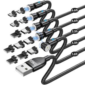 Magnetic Charging Cable (5Pack, 1.6/3.3/3.3/6.6/6.6ft)/360&180 Rotating Magnetic USB C Charging Cable/Magnet Charger Cable/Magnet Phone Charger-Nylon Braided for Type C/Micro USB/i-Product