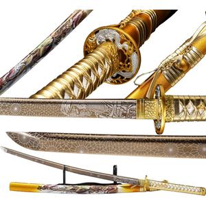 Kamaiwo-1045/1060 Clay Tempering high Carbon Steel Hademade Heat Tempered Full Handmade Hand Forged Japanese Katana AuthenticSword Real WeaponsFull Tang,Functional,Practical Sharp