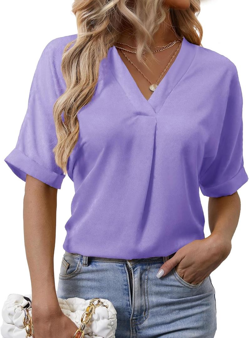 Short Sleeve Blouses for Women Leopard Print Summer Top Dressy Casual Business 3/4 Sleeve Cold Shoulder Chiffon Shirts XL