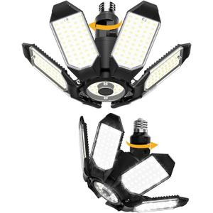 Adiding LED Garage Light Rotatable 2 Pack, Bright Basement Shop Ceiling Bay Lighting Fixture w/ 6 Adjustable Panels Screw in E26 E27 Bulb Base for Attic, Shed, Warehouse, Home Gym, Utility, Workshop