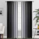 SimpleHome Ombre Room Darkening Curtains for Bedroom, Rod Pocket Gradient Black to Greyish White Light Blocking Thermal Insulated Window Curtains Drapes for Living Room,2 Panels, 52x84 inches Length