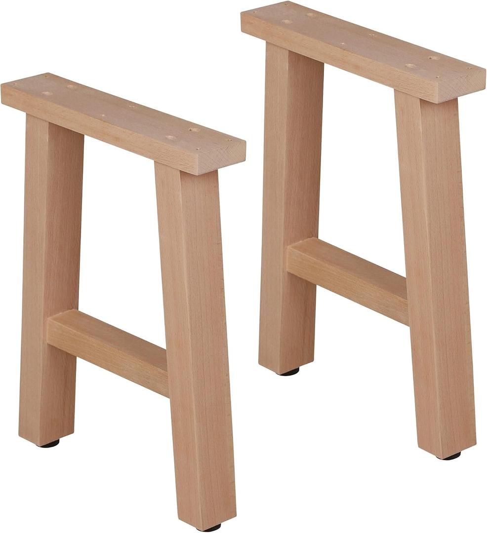 28" Wood Furniture Legs, Bench, Desk and Coffee Table Replacement Legs, Heavy Duty Furniture Feet, Square Unfinished Wooden Legs Set of 2, Home DIY Legs with Adjustable Levelers Screw-H Design, H28"×W20"
