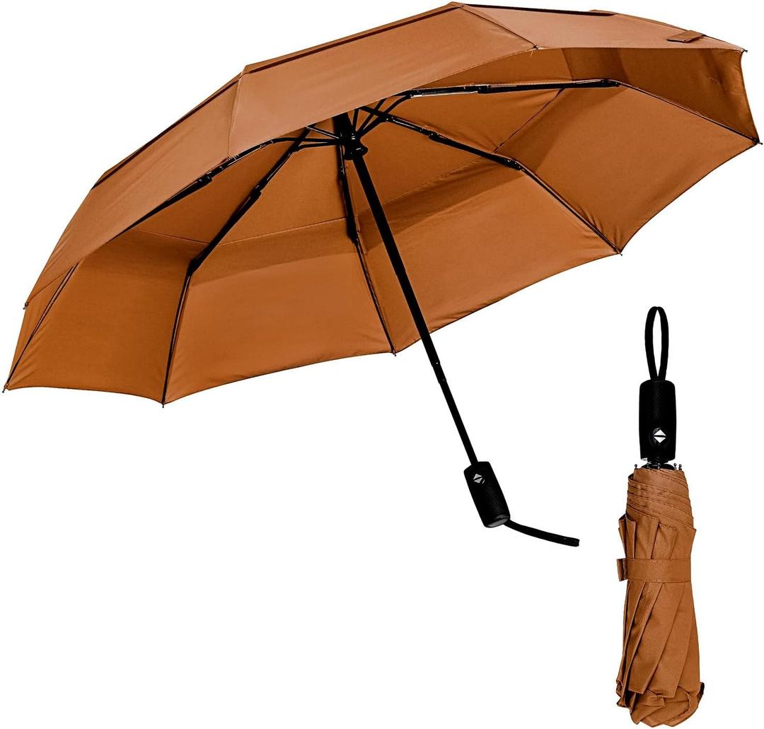 Mr. Pen- Windproof Travel Umbrella, Small Water-Resistant Automatic Folding Umbrella for Rain and Sun, Light, Compact and Portable for Women & Men, Fits Car & Backpack (Tawny Glow)