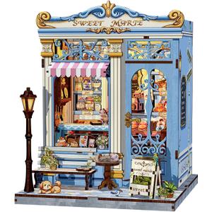 Fsolis Book Nook Kit - DIY Bookshelf Miniature Kit for Adults, 3D Puzzle Booknook Bakery Tiny House Craft Gifts for Women Readers Book Lovers (Sweet Marie)