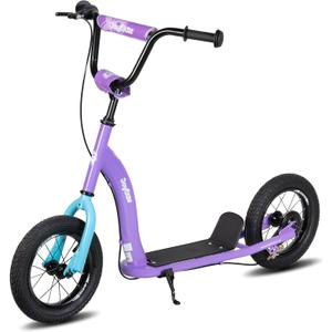 JOYSTAR Kick Scooter for Kids 5+ Teens & Youth, Lightweight Kids Scooter with Adjustable Handlebar, 2 Wheel Scooter for Boys & Girls, 12" Inflatable Wheels Rear Drum Brakes