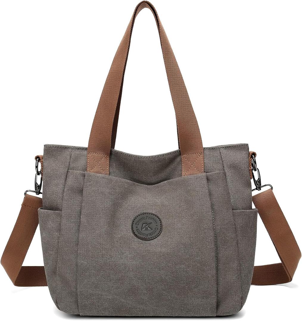 Vintage Washed Canvas Tote Bag for Women Casual Crossbody Bag Everyday Carry All Purse Shoulder Bag Travel Work