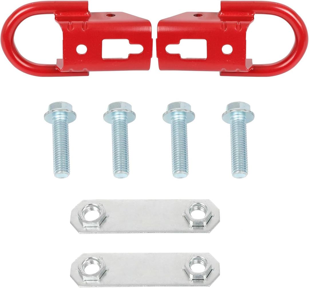 Front Tow Hooks Ring Lower Bumper Trailer Tow hooks Ring with Mounting Hardware Fit for Ford for F-150 Trucks 2009-2024 4x4 Models Only(2PCS FL3Z-17N808-A RED)