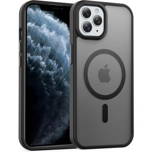 for iPhone 11 Pro Max Case, Compatible with Magsafe, Anti-Yellowing, Military-Grade Protection, Shockproof Slim Magnetic Phone Case Cover, Black
