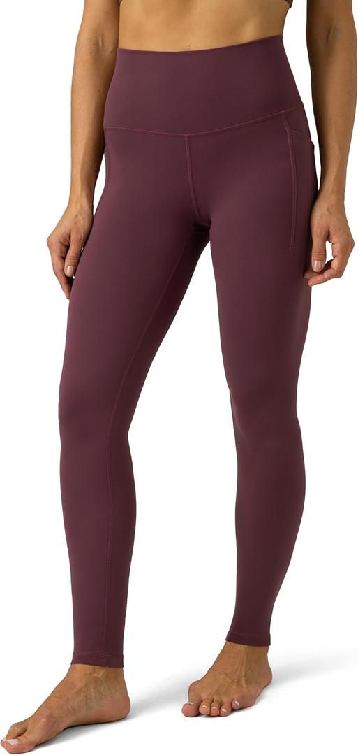 Colorfulkoala Women's Dreamlux High Waisted Workout Leggings 25" / 28" Inseam Yoga Pants with Pockets (Plum Red)
