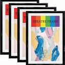 SparklyHome Black Theatre Frames with White Mat, 4 Pack, Holds 5.5x8.5inch Media, Wall or Tabletop Display