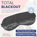 Blissy Silk Sleep Mask - Eye Sleeping Mask for Women & Men for Total Blackout - 100% Pure Mulberry Silk, 22 Momme 6a Fibers - Blindfold Sleep Mask Side Sleeper Eye Cover (Grey)