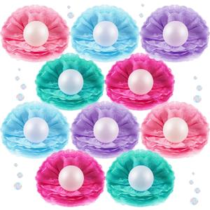 10 Pcs Mermaid Table Centerpiece Mermaid Birthday Honeycomb Centerpieces Under The Sea Party Table Mermaid Colorful Shell Pearl Decoration for Mermaid Theme Birthday Baby Shower Party