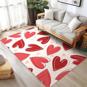 Area Rug for Living Room Bedroom 6x9 Washable Machine Modern Abstract Rugs Thick Non-Slip Non-Shedding Soft Farmhouse Carpet Cream Red Carpets 