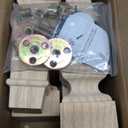 La Vane 7 inch / 18cm Wooden Furniture Legs, Set of 4 Carved Geometry Solid Wood Unfinished Replacement Bun Feet with Mounting Plate & Screws for Sofa Cabinet Couch Table TV Stand