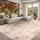 Hazo Haus Farmhouse Area Rugs for Living Room, 8x10 Washable Modern Abstract Rug for Bedroom, Dining Room Under Table & Home Office, Ultra-Soft Low Pile Design, Stain Resistant (Beige & Peach)